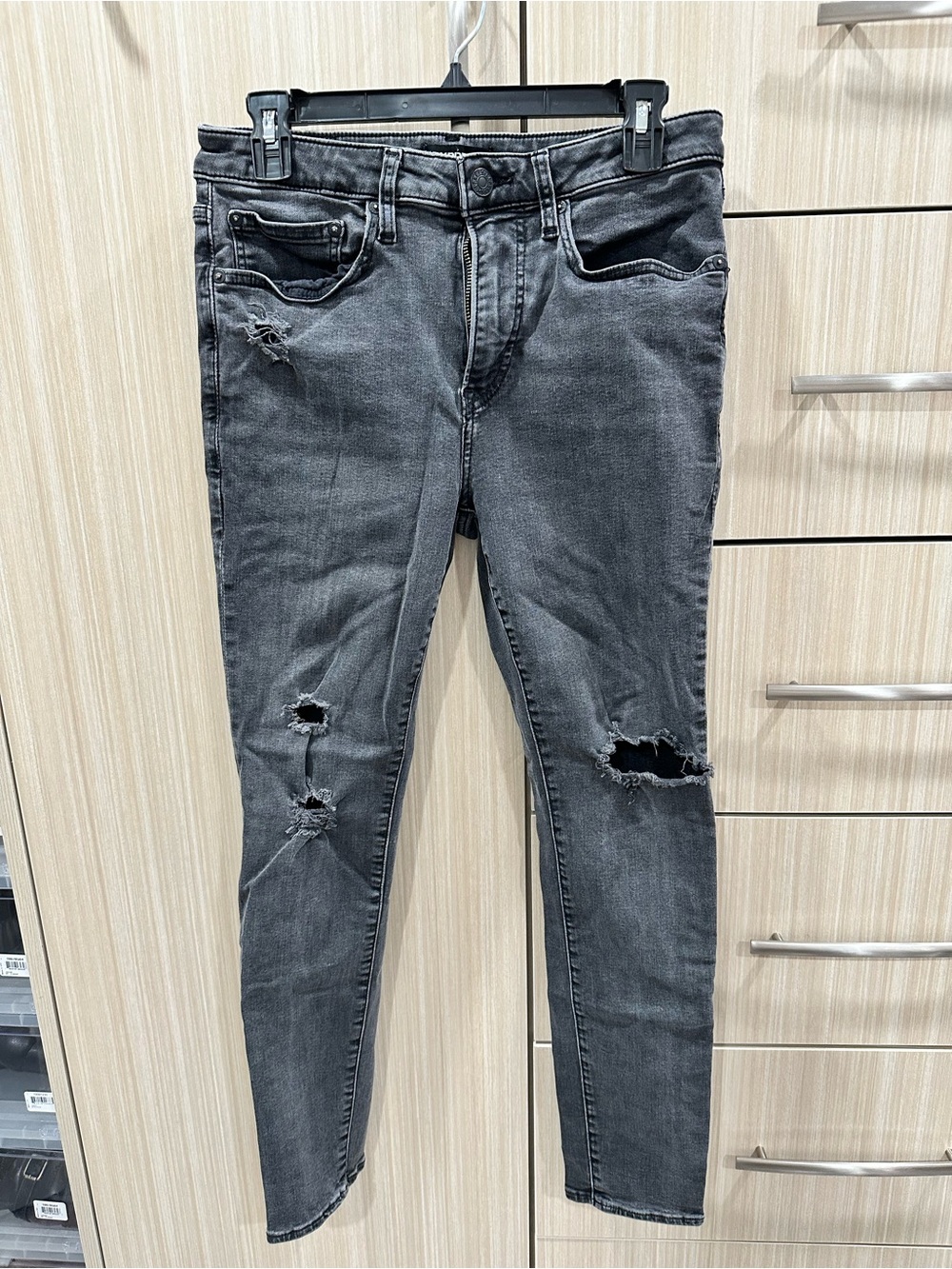Express Men's Skinny Ripped Jeans - Black Gray Wash